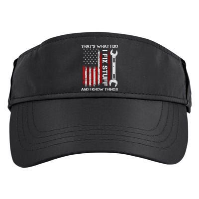 That's What I Do I Fix Stuff And I Know Things American Flag Adult Drive Performance Visor