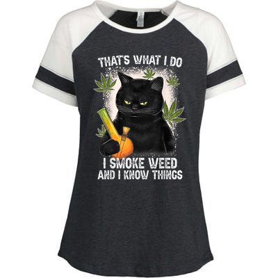 That What I Do I Smoke Weed And I Know Thing 420 Humor Adult Enza Ladies Jersey Colorblock Tee