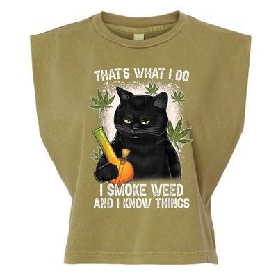 That What I Do I Smoke Weed And I Know Thing 420 Humor Adult Garment-Dyed Women's Muscle Tee