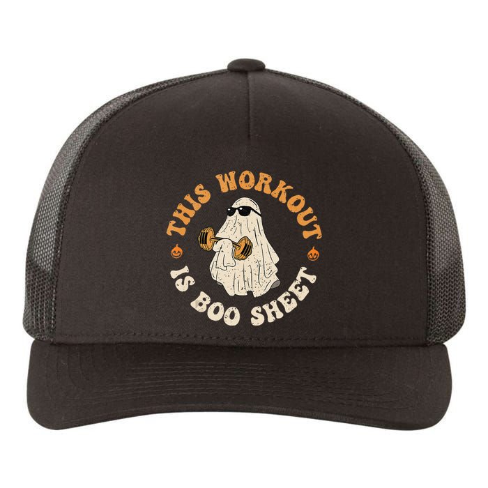 This Workout Is Boo Sheet Gym Fitness Funny Ghost Halloween Yupoong Adult 5-Panel Trucker Hat