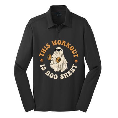 This Workout Is Boo Sheet Gym Fitness Funny Ghost Halloween Silk Touch Performance Long Sleeve Polo