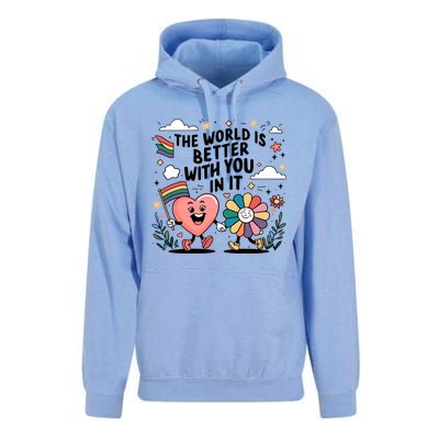 The World Is Better With You In It Lgbt Rainbow Pride Month Unisex Surf Hoodie