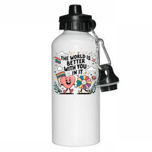 The World Is Better With You In It Lgbt Rainbow Pride Month Aluminum Water Bottle