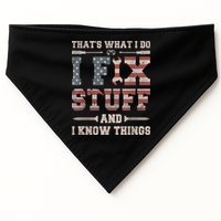 That's What I Do I Fix Stuff And I Know Things Funny Saying USA-Made Doggie Bandana