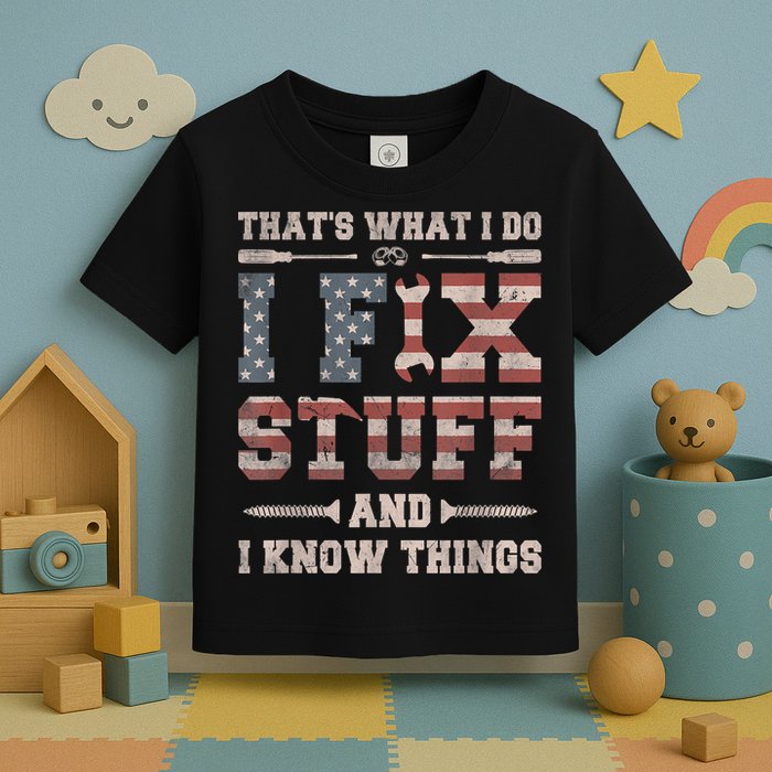 That's What I Do I Fix Stuff And I Know Things Funny Saying Toddler T-Shirt