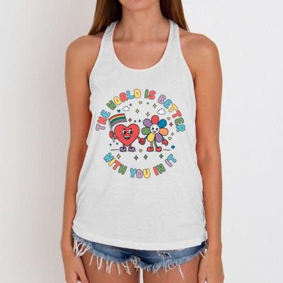 The World Is Better With You In It Pride Month Lgbt Women's Knotted Racerback Tank