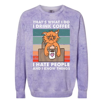 Thats What I Do I Coffee I Hate People And Know Things Gift Colorblast Crewneck Sweatshirt