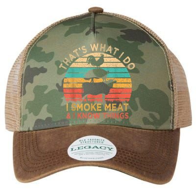 That's What I Do I Smoke Meat & I Know Things BBQ Grilling Legacy Tie Dye Trucker Hat