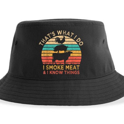 That's What I Do I Smoke Meat & I Know Things BBQ Grilling Sustainable Bucket Hat