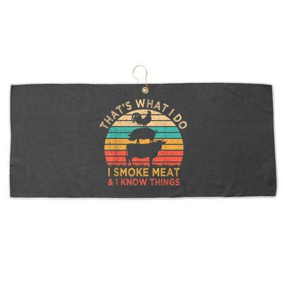 That's What I Do I Smoke Meat & I Know Things BBQ Grilling Large Microfiber Waffle Golf Towel