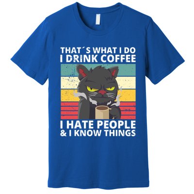 Thats What I Do I Coffee I Hate People And Know Things Funny Gift Premium T-Shirt