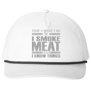 That's What I Do I Smoke Meat And I Know Things BBQ Grill Snapback Five-Panel Rope Hat