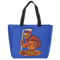 Turkey With Ice Hockey Gift Zip Tote Bag