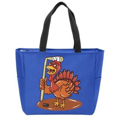 Turkey With Ice Hockey Gift Zip Tote Bag