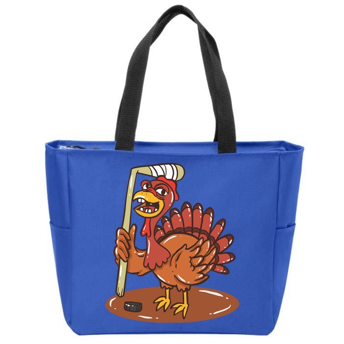 Turkey With Ice Hockey Gift Zip Tote Bag