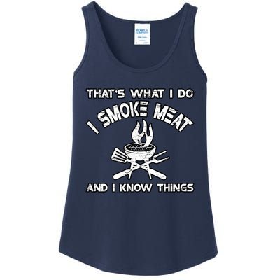 That's What I Do I Smoke Meat And I Know Things BBQ Grilling Ladies Essential Tank