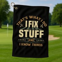 That's What I Do I Fix Stuff And I Know Things Funny Sayin Golf Towel