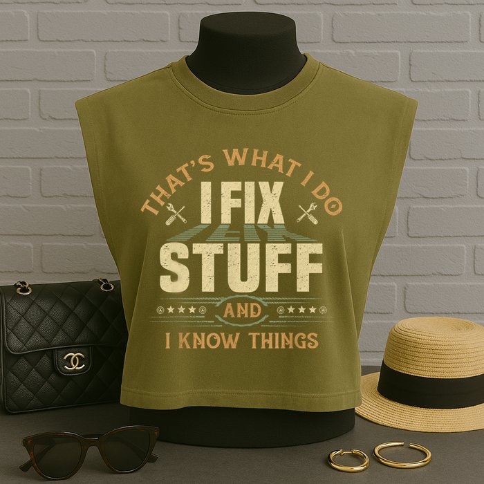 That's What I Do I Fix Stuff And I Know Things Funny Sayin Garment-Dyed Women's Muscle Tee