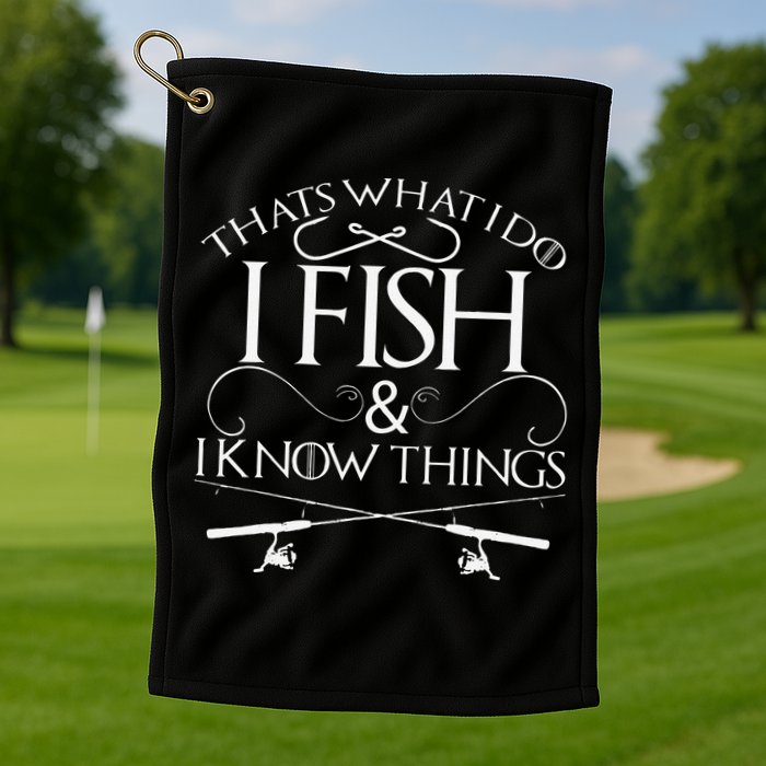 That's What I Do I Fish And I Know Things Fishing Golf Towel