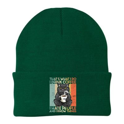 Thats What I Do I Drink Coffee I Hate People And I Know Cat Knit Cap Winter Beanie