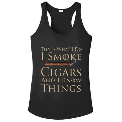 Thats What I Do I Smoke Cigars And I Know Things Ladies PosiCharge Competitor Racerback Tank
