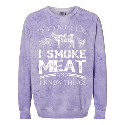 That's What I Do I Smoke Meat I Know Things Funny Smoker BBQ Colorblast Crewneck Sweatshirt