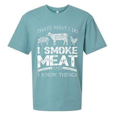 That's What I Do I Smoke Meat I Know Things Funny Smoker BBQ Sueded Cloud Jersey T-Shirt