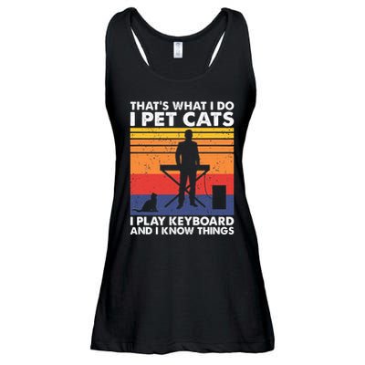 ThatS What I Do I Pet Cats I Play Keyboard & I Know Things Ladies Essential Flowy Tank