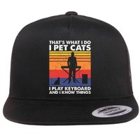 ThatS What I Do I Pet Cats I Play Keyboard & I Know Things Flat Bill Trucker Hat