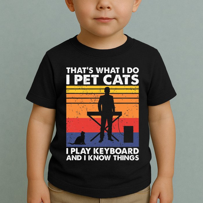 ThatS What I Do I Pet Cats I Play Keyboard & I Know Things Toddler T-Shirt