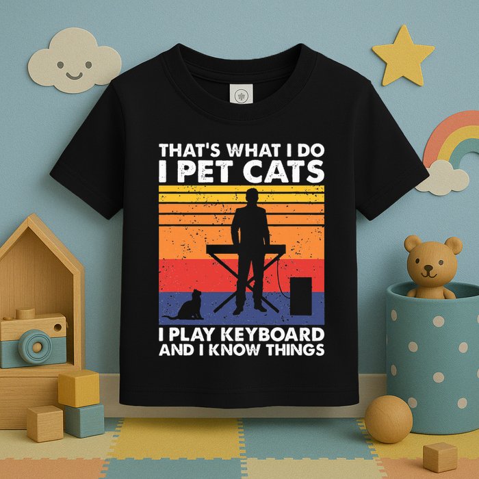 ThatS What I Do I Pet Cats I Play Keyboard & I Know Things Toddler T-Shirt