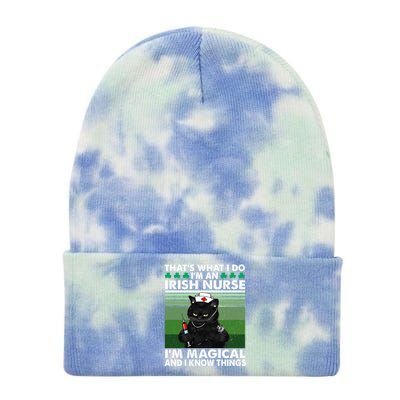 That's What I Do I'm An Irish Nurse I'm Magical Cute Gift Tie Dye 12in Knit Beanie