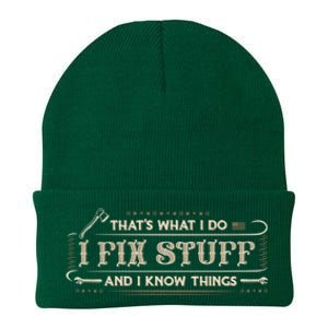 Thats What I Do I Fix Stuff And I Know Things Funny Men Knit Cap Winter Beanie