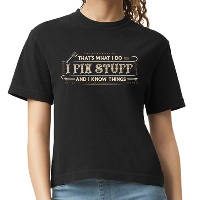 Thats What I Do I Fix Stuff And I Know Things Funny Men Comfort Colors Boxy T-Shirt