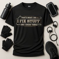 Thats What I Do I Fix Stuff And I Know Things Funny Men Performance Shirt