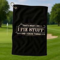 Thats What I Do I Fix Stuff And I Know Things Funny Men Golf Towel