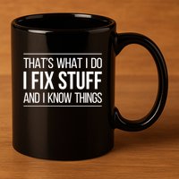 Thats What I Do I Fix Stuff And I Know Things 11oz C Handle Ceramic Mug