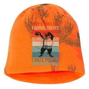 That's What I Do I Coffee Hate People And Know Things Gift Kati - Camo Knit Beanie