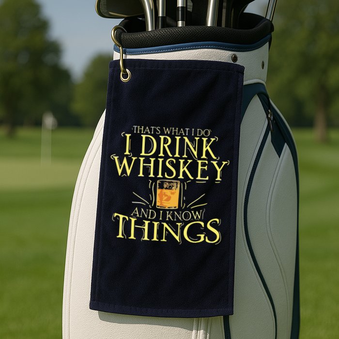 That Was I Do I Drink Whiskey And I Know Things Golf Towel