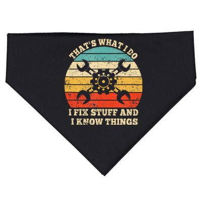 ThatS What I Do I Fix Stuff And I Know Things Vintage USA-Made Doggie Bandana