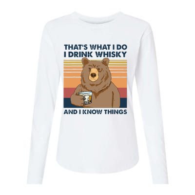 Thats What I Do I Drink Whiskey And I Know Things Bear Tee Womens Cotton Relaxed Long Sleeve T-Shirt