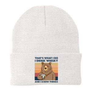 Thats What I Do I Drink Whiskey And I Know Things Bear Tee Knit Cap Winter Beanie