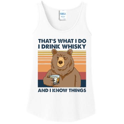 Thats What I Do I Drink Whiskey And I Know Things Bear Tee Ladies Essential Tank