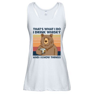 Thats What I Do I Drink Whiskey And I Know Things Bear Tee Ladies Essential Flowy Tank