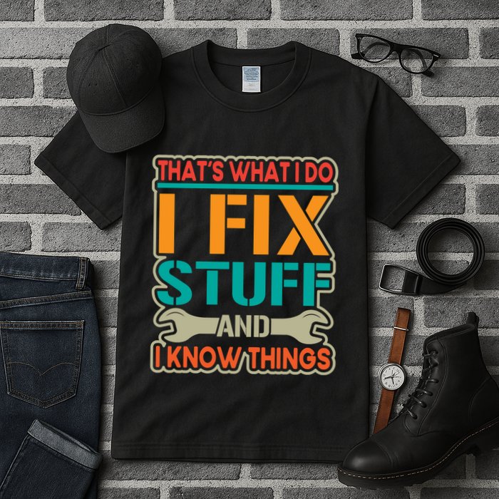That's What I Do I Fix Stuff And I Know Things Tall T-Shirt