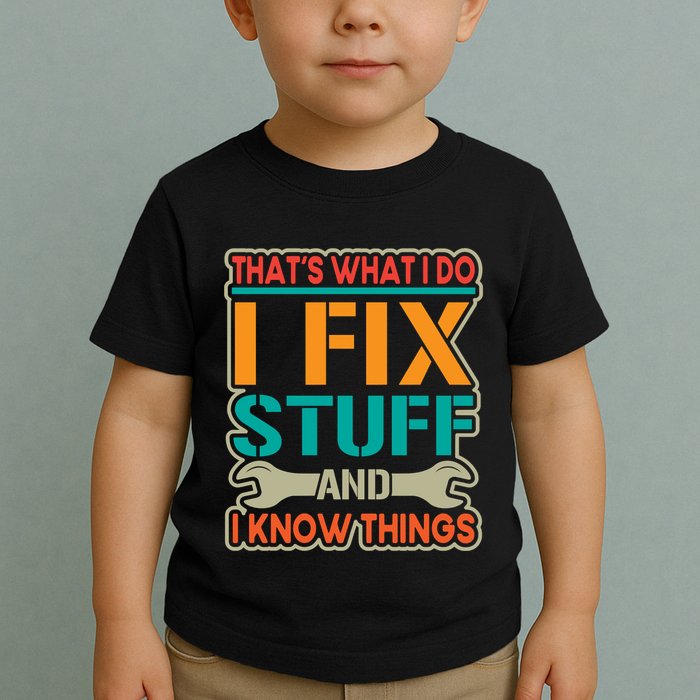 That's What I Do I Fix Stuff And I Know Things Toddler T-Shirt
