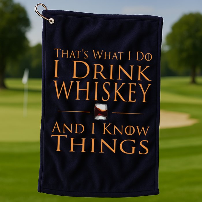 Thats What I Do I Drink Whiskey And I Know Things Golf Towel