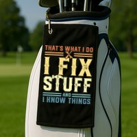 That's What I Do I Fix Stuff And I Know Things Golf Towel