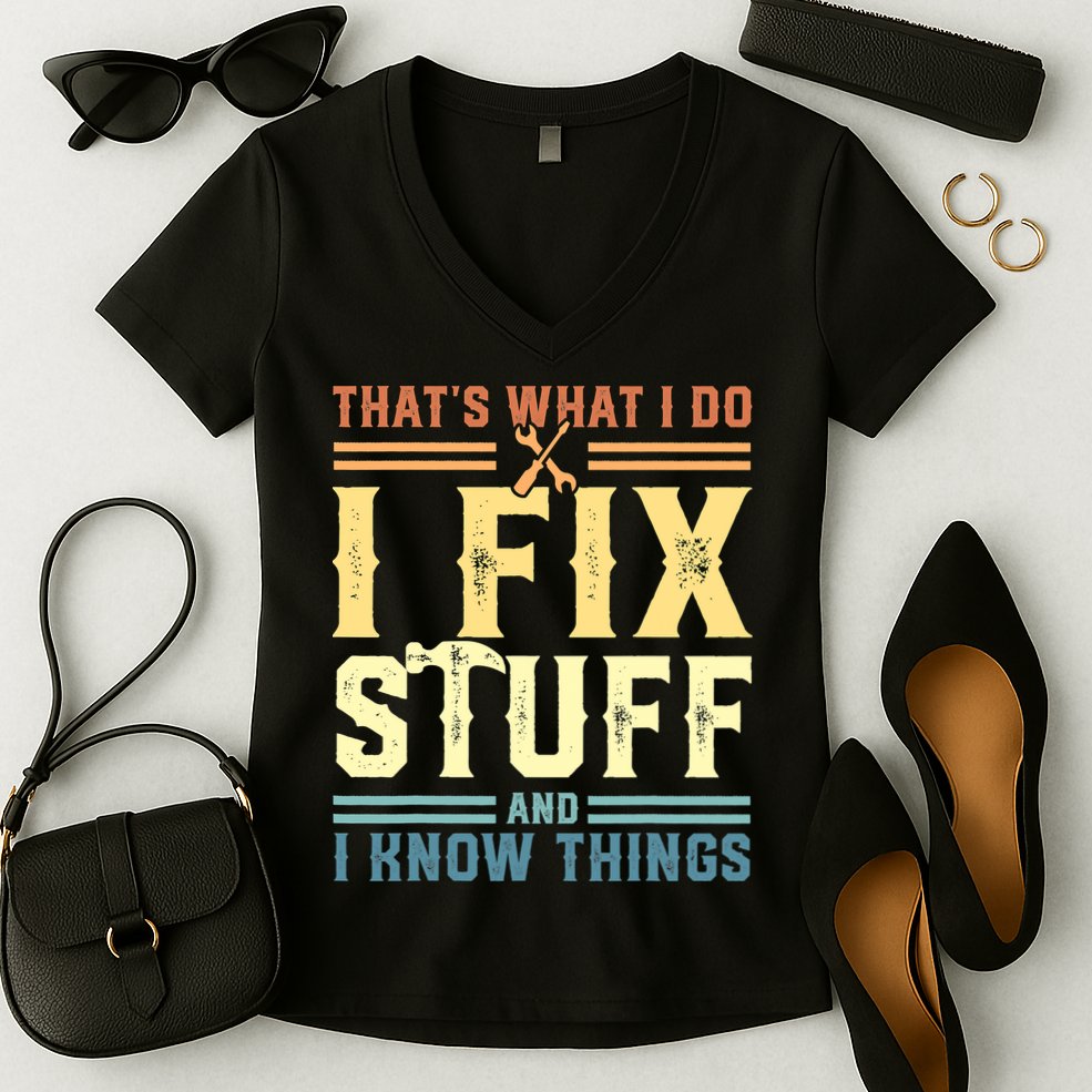 That's What I Do I Fix Stuff And I Know Things Women's V-Neck T-Shirt