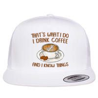 That's What I Do I Drink Coffee And I Know Things Coffee  Flat Bill Trucker Hat